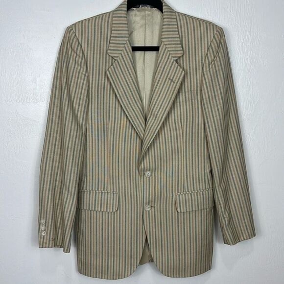 Pierre Cardin Vintage Striped Single Breasted Blazer Jacket Size M - Picture 1 of 11